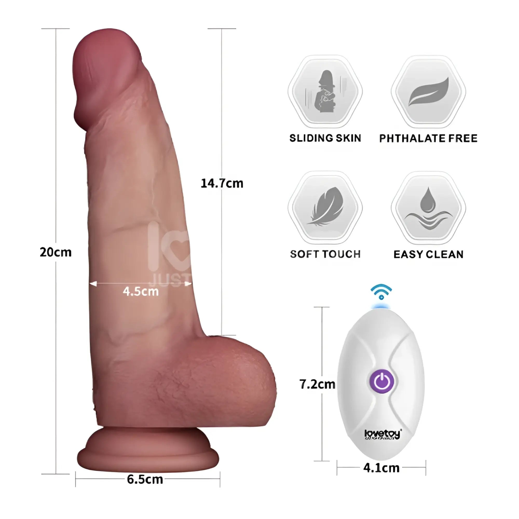 Pink silicone realistic male masturbator with wireless remote control from lovetoy vibrating sliding skin pro ii 8in