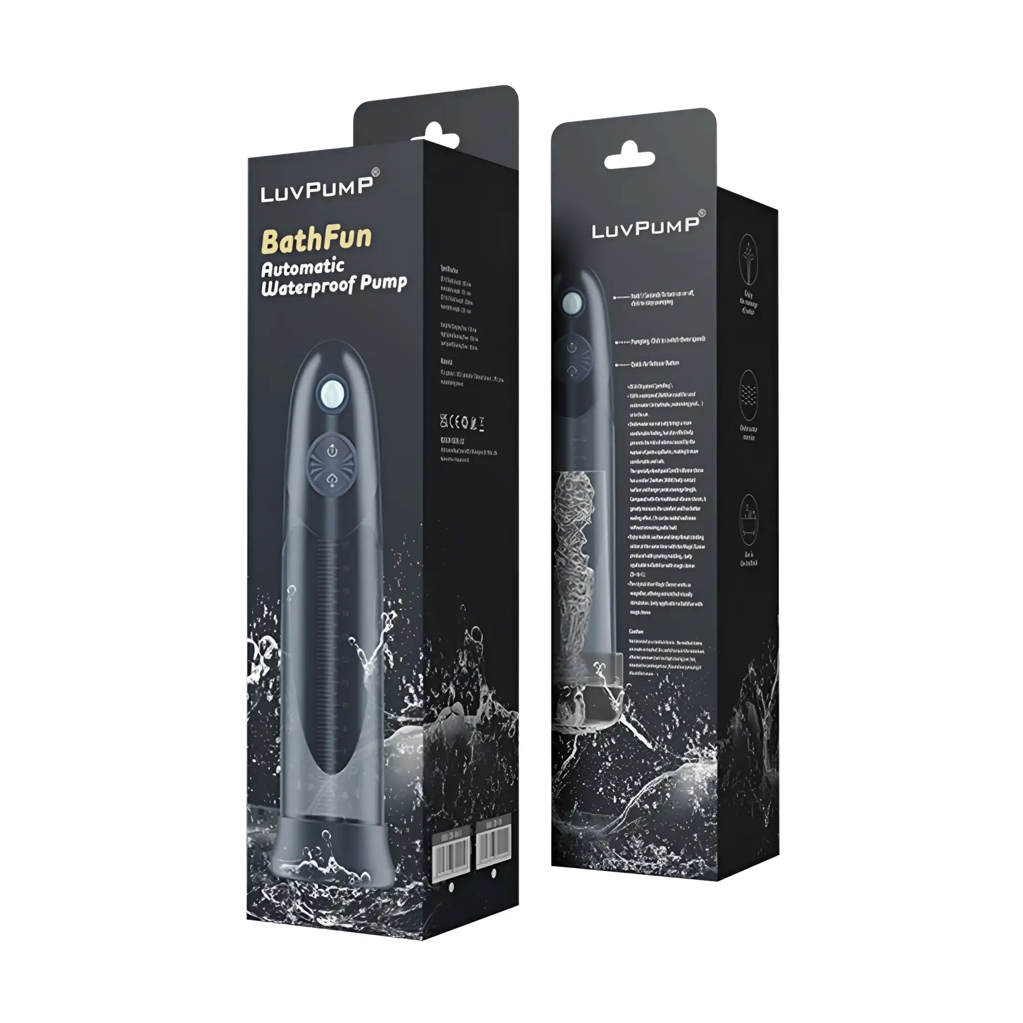 Black luvpump bathfun automatic usb waterproof penis pump with sleek cylindrical design and textured grip