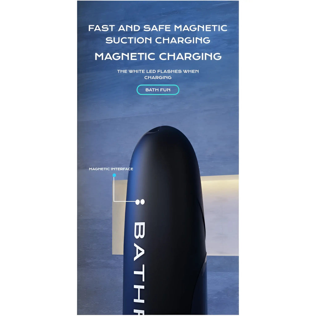LuvPump bathfun automatic usb waterproof black cylindrical penis pump with magnetic charging and white led indicator light