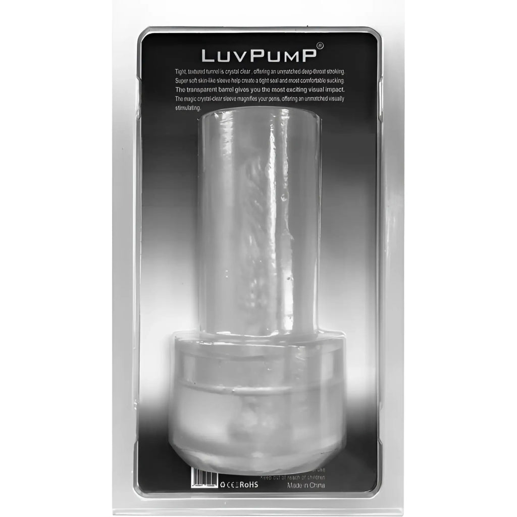 Clear transparent luvpump magic sleeve pussy small s with textured barrel and soft silicone sleeve for comfortable use