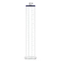 LuvPump premium penis pump valve clear glass graduated cylinder with blue rim and white measurement markings