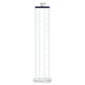 LuvPump premium penis pump valve cylinder made of clear glass with blue rim and white measurement markings 2.25in x 12in