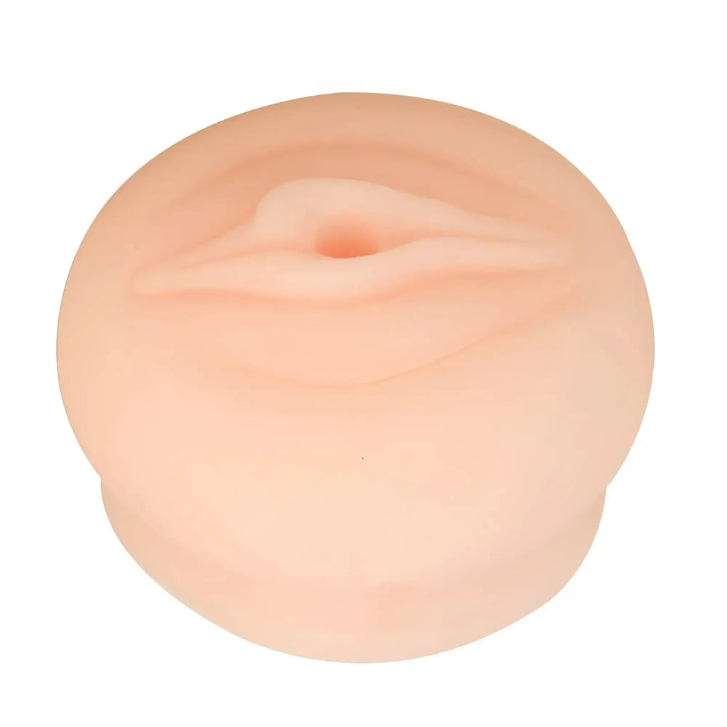 Beige silicone anal plug with realistic lip design for luvpump pussy donut pump cylinder accessory
