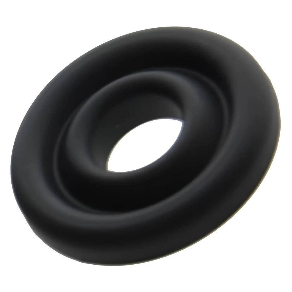 LuvPump silicone donut cushion black with smooth matte finish and concentric ridges for pump cylinders 1.75in-2.15in dia