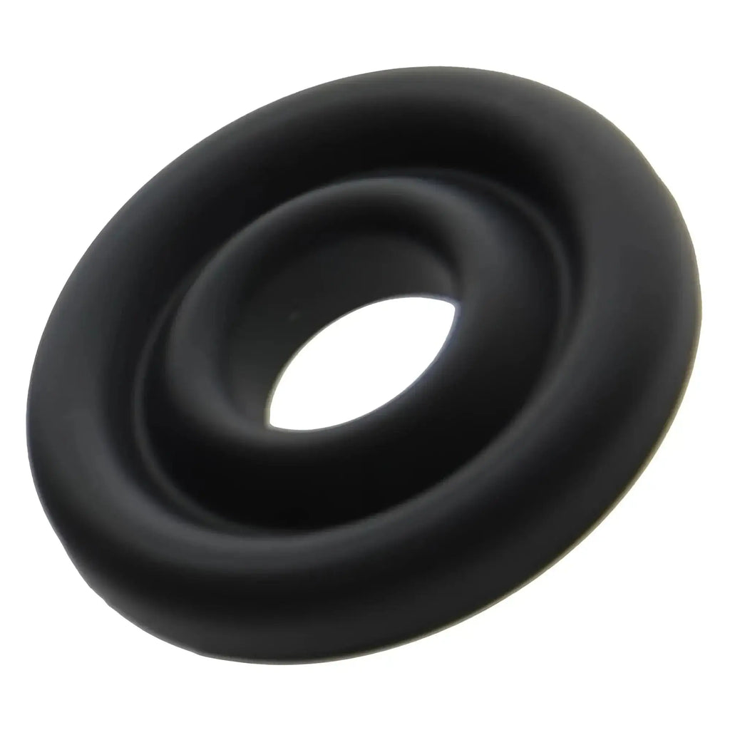 LuvPump silicone donut cushion black with smooth matte finish and concentric ridges for pump cylinders 1.75in-2.15in dia