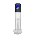 LuvPump smart rechargeable lcd penis pump with transparent cylinder black digital display and silver spiral mechanism