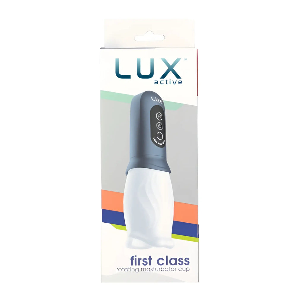 Lux active first class rotating masturbator cup in sleek gray and white design for personal pleasure use