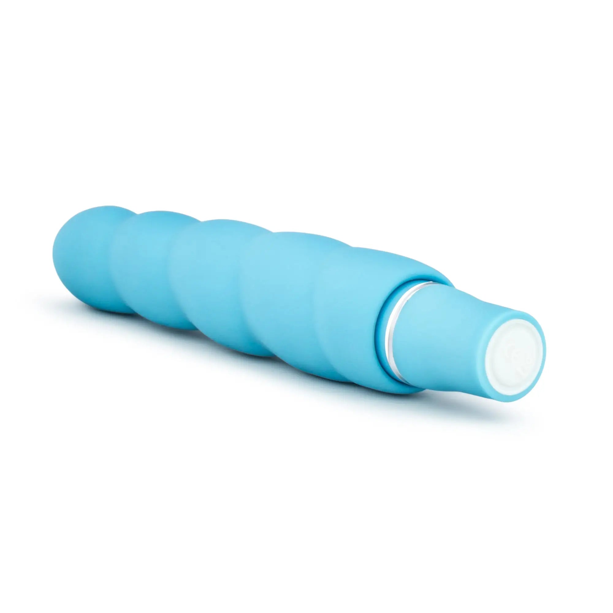 Luxe luxe anastasia aqua light blue silicone vibratory wand with twisted segmented design and white circular tip