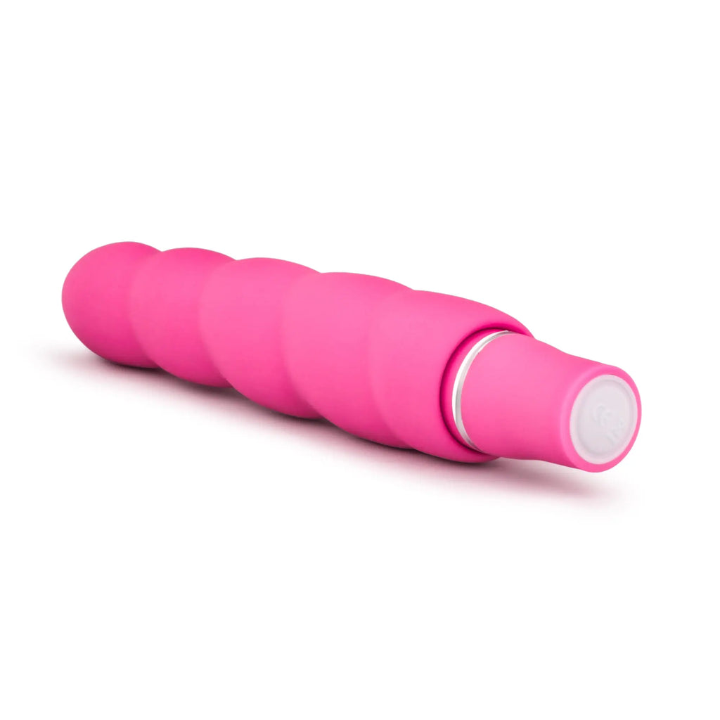 Luxe luxe anastasia pink silicone vibratory wand with twisted segmented design and smooth white tip