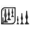 Luxe luxe beginner plug kit black with three silicone plugs in varying sizes featuring sleek ergonomic design