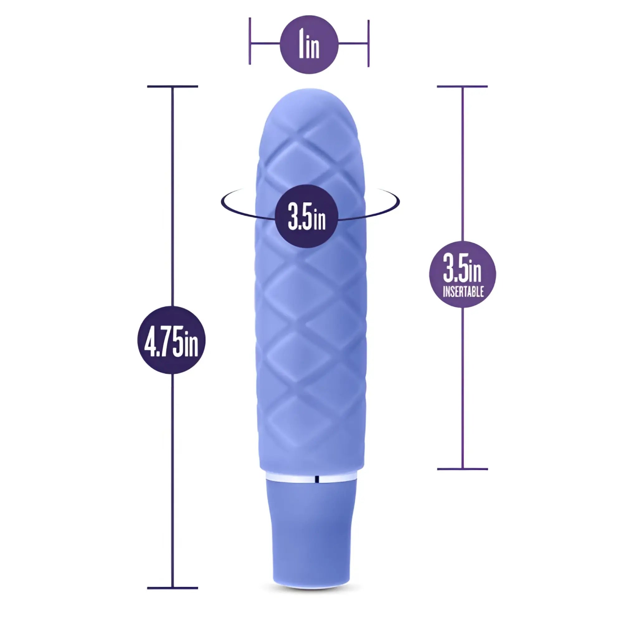 A lavender-colored textured silicone vibrator with sleek design and white base luxury Luxe Cozi Mini Periwinkle