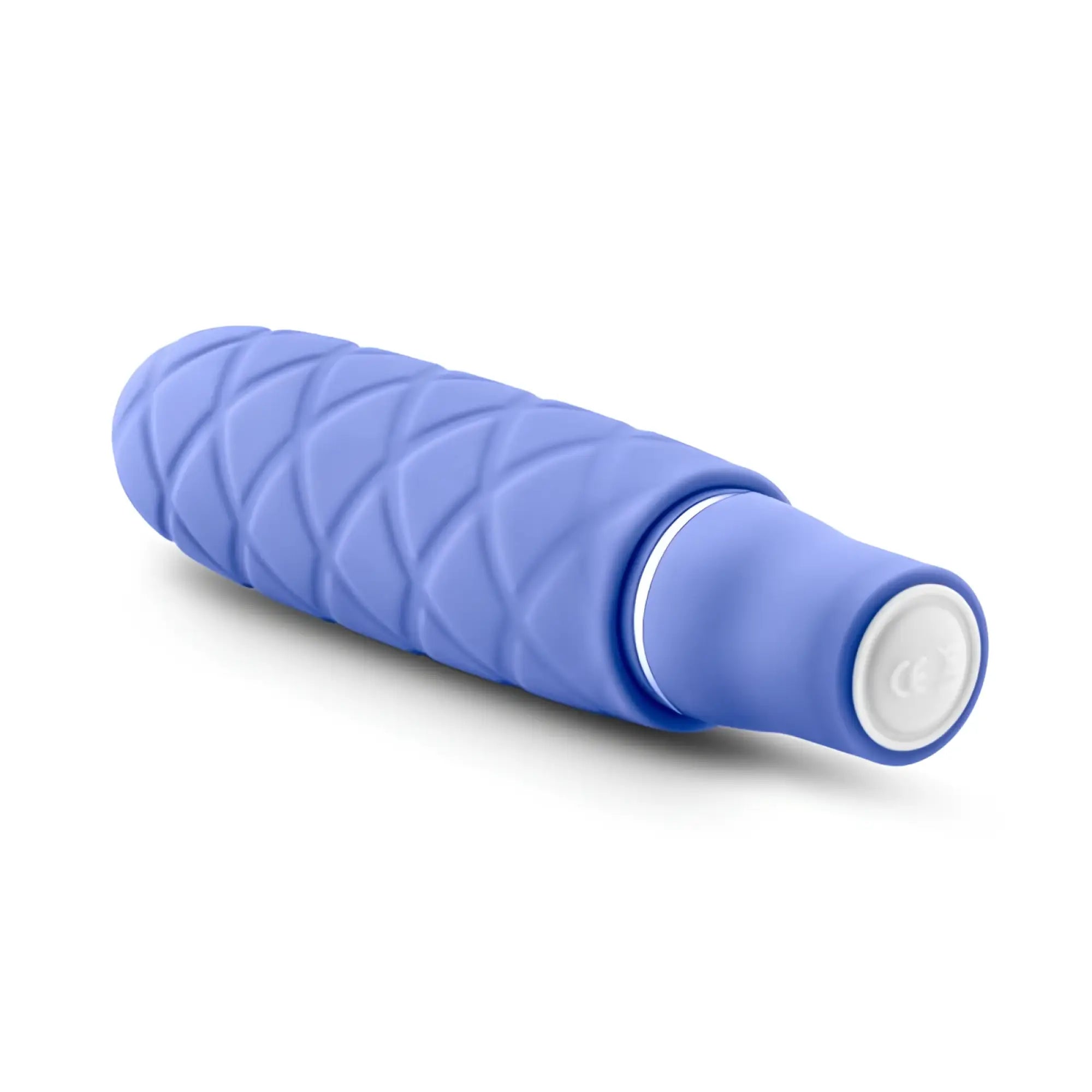 Luxe Luxe Cozi Mini periwinkle sleek light blue silicone vibrato with textured diamond grip and white circular button