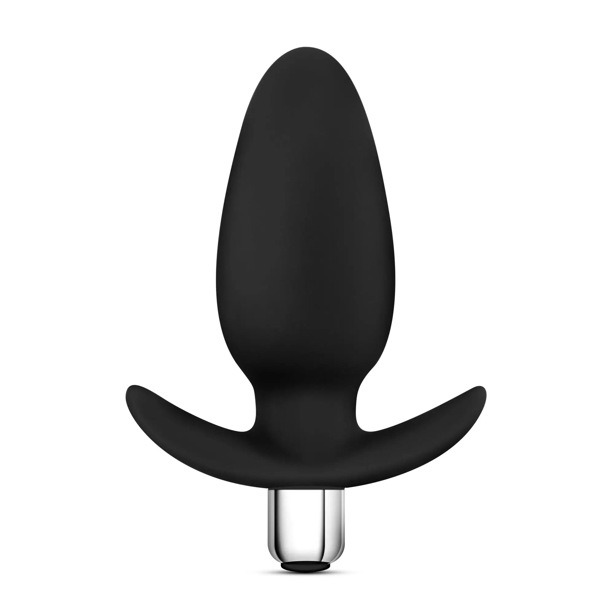 Black silicone anal plug luxe little thumper with silver metallic base for comfortable and stylish use