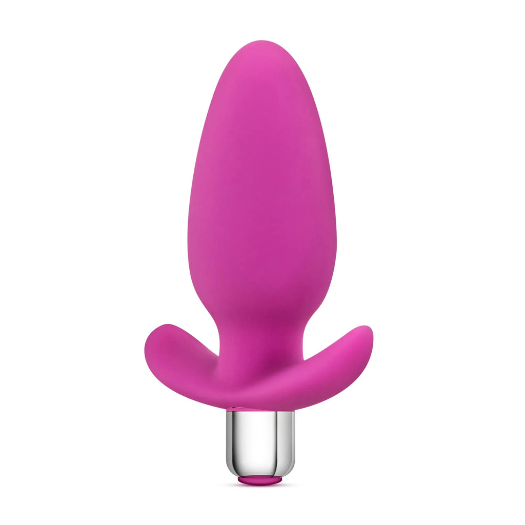 A vibrant pink silicone butt plug luxe luxe little thumper pink with a sleek ergonomic design and metallic base