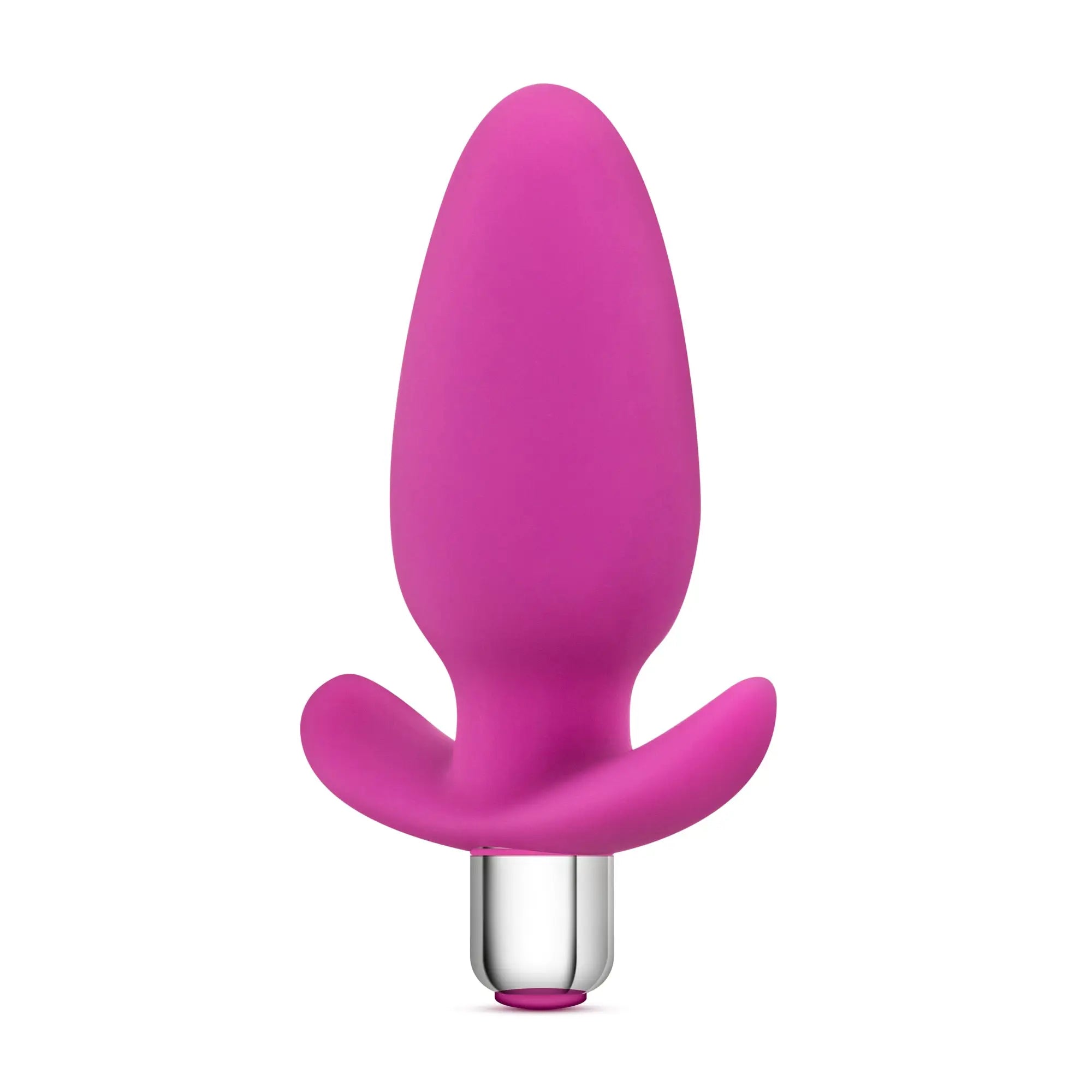 A vibrant pink silicone butt plug luxe luxe little thumper pink with a sleek ergonomic design and metallic base