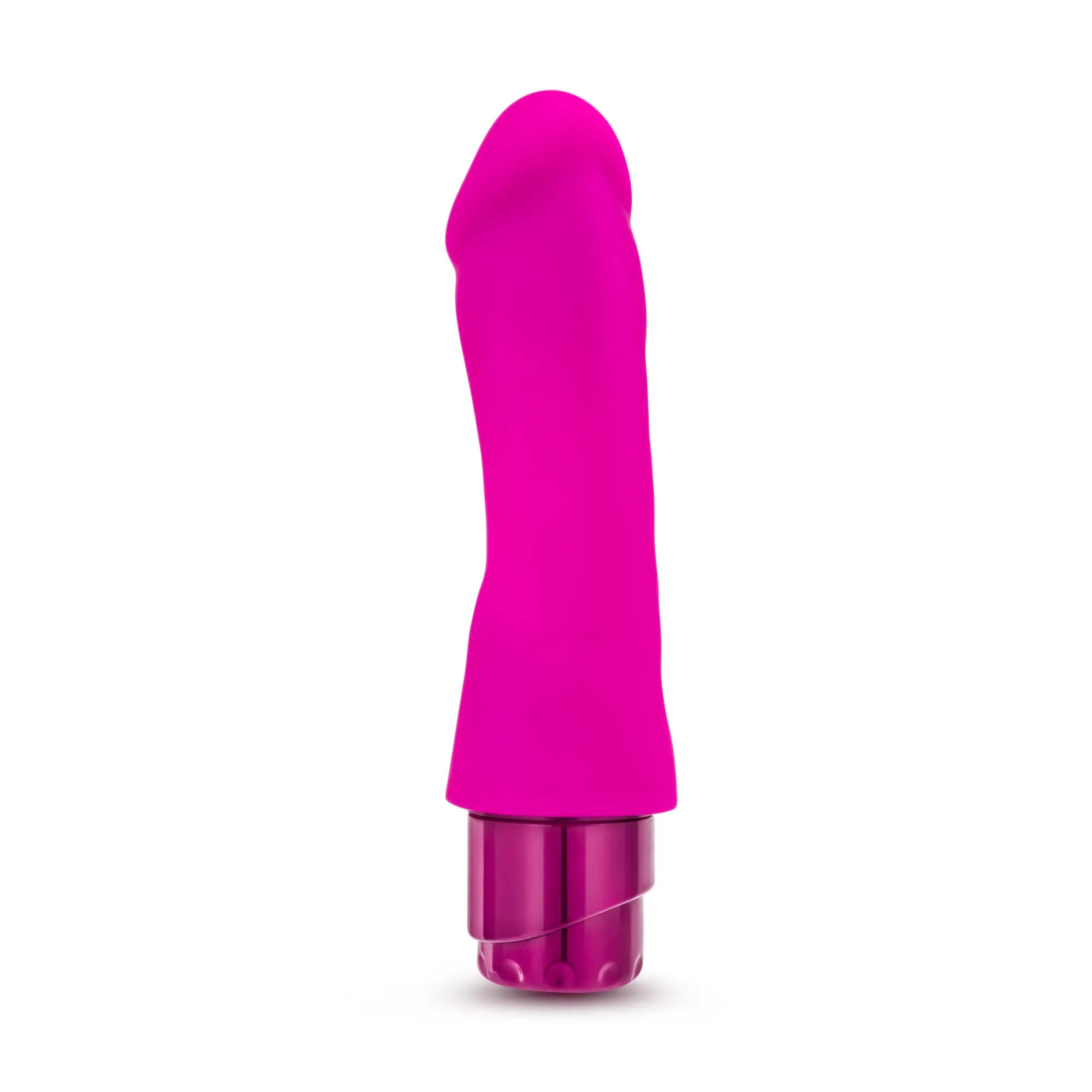 Vibrant pink luxe luxe marco silicone toy with glossy metallic base designed for premium personal use