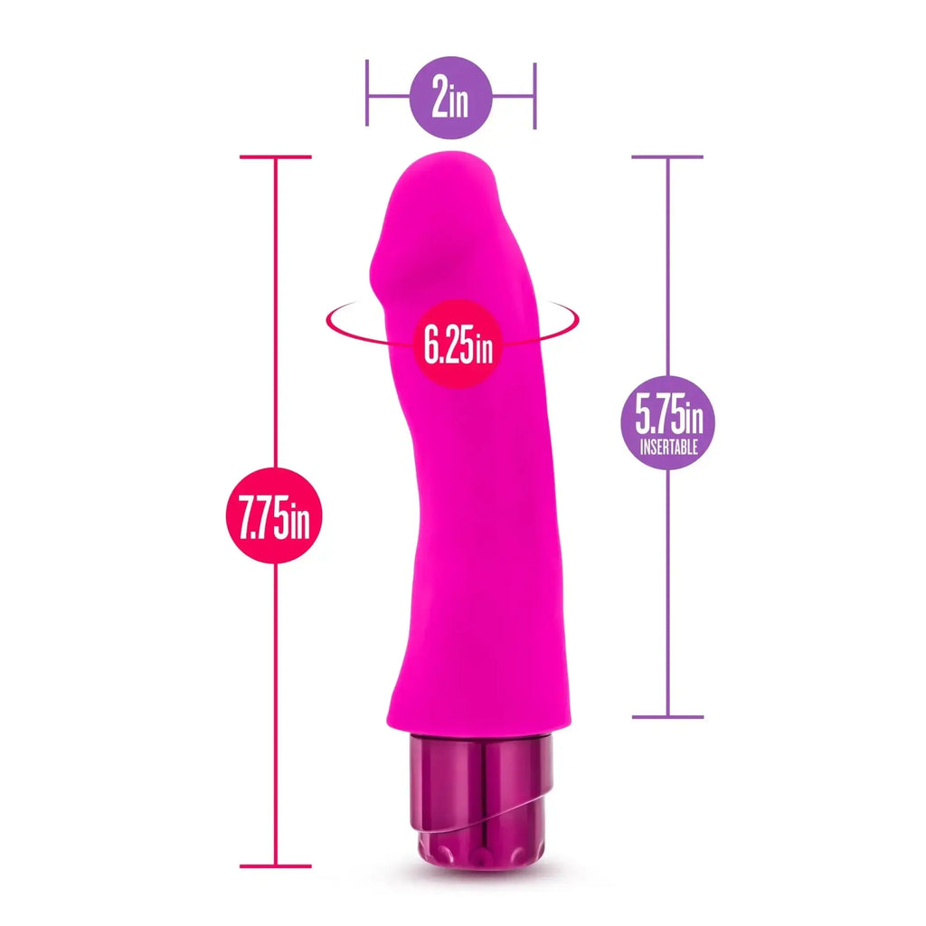 Vibrant pink silicone luxe luxe marco pink toy with a metallic purple base designed for luxury use