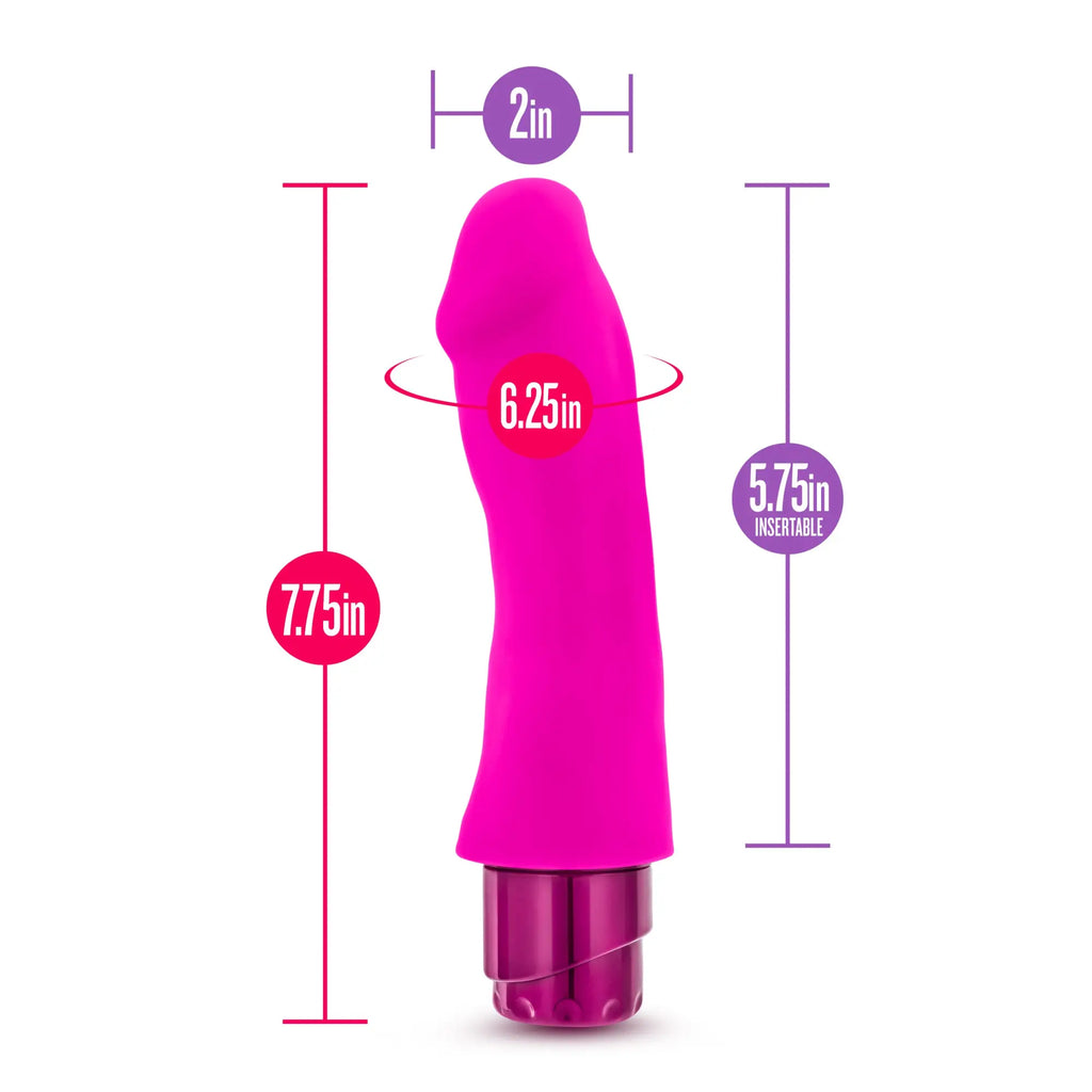 Vibrant pink silicone luxe luxe marco pink toy with a metallic purple base designed for luxury use