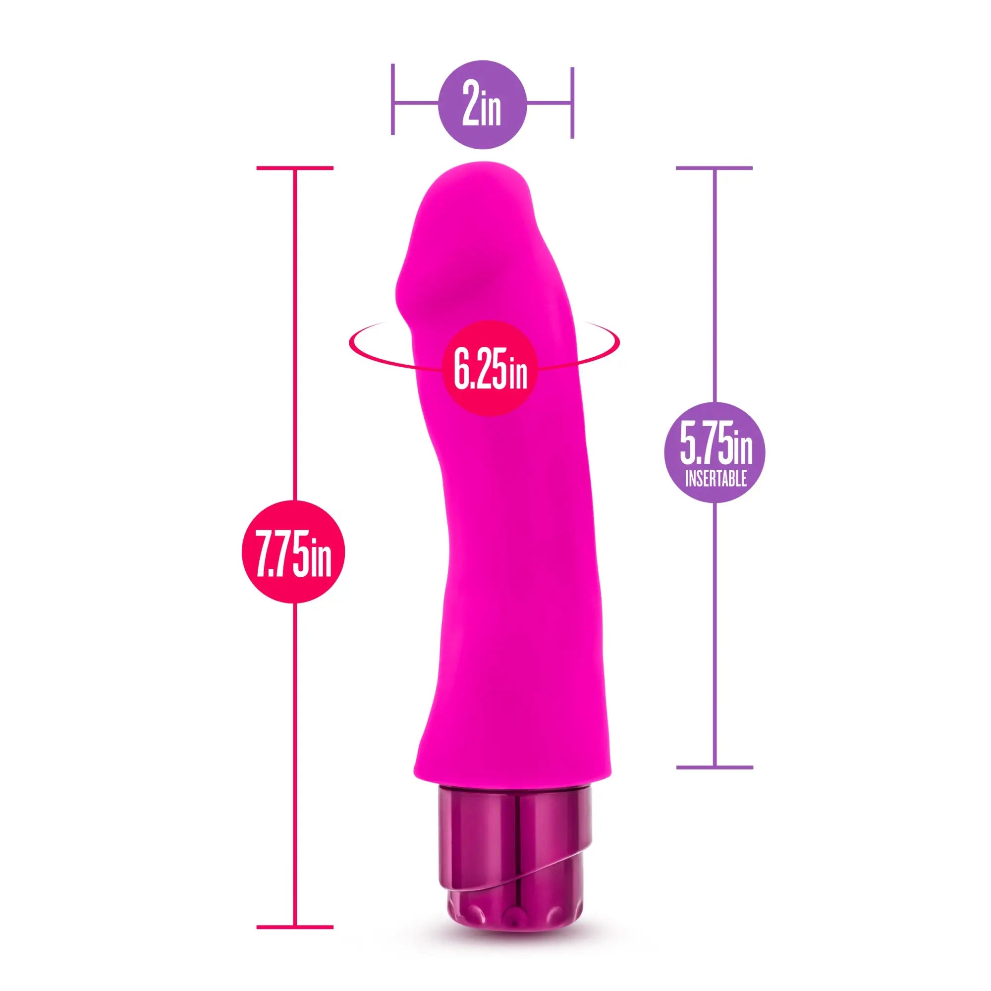 Vibrant pink silicone luxe luxe marco pink toy with a metallic purple base designed for luxury use