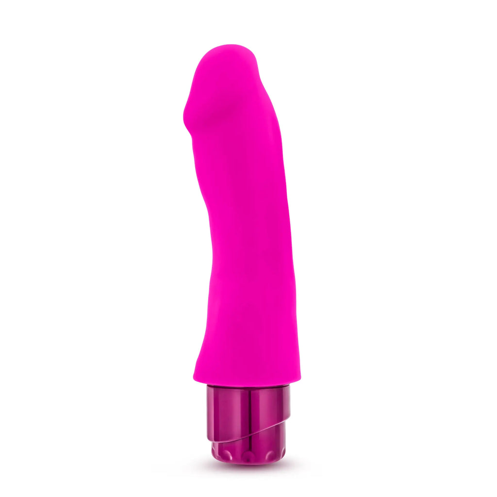 Luxe Luxe Marco Pink vibrant pink silicone vibratory toy with translucent purple base for personal pleasure use