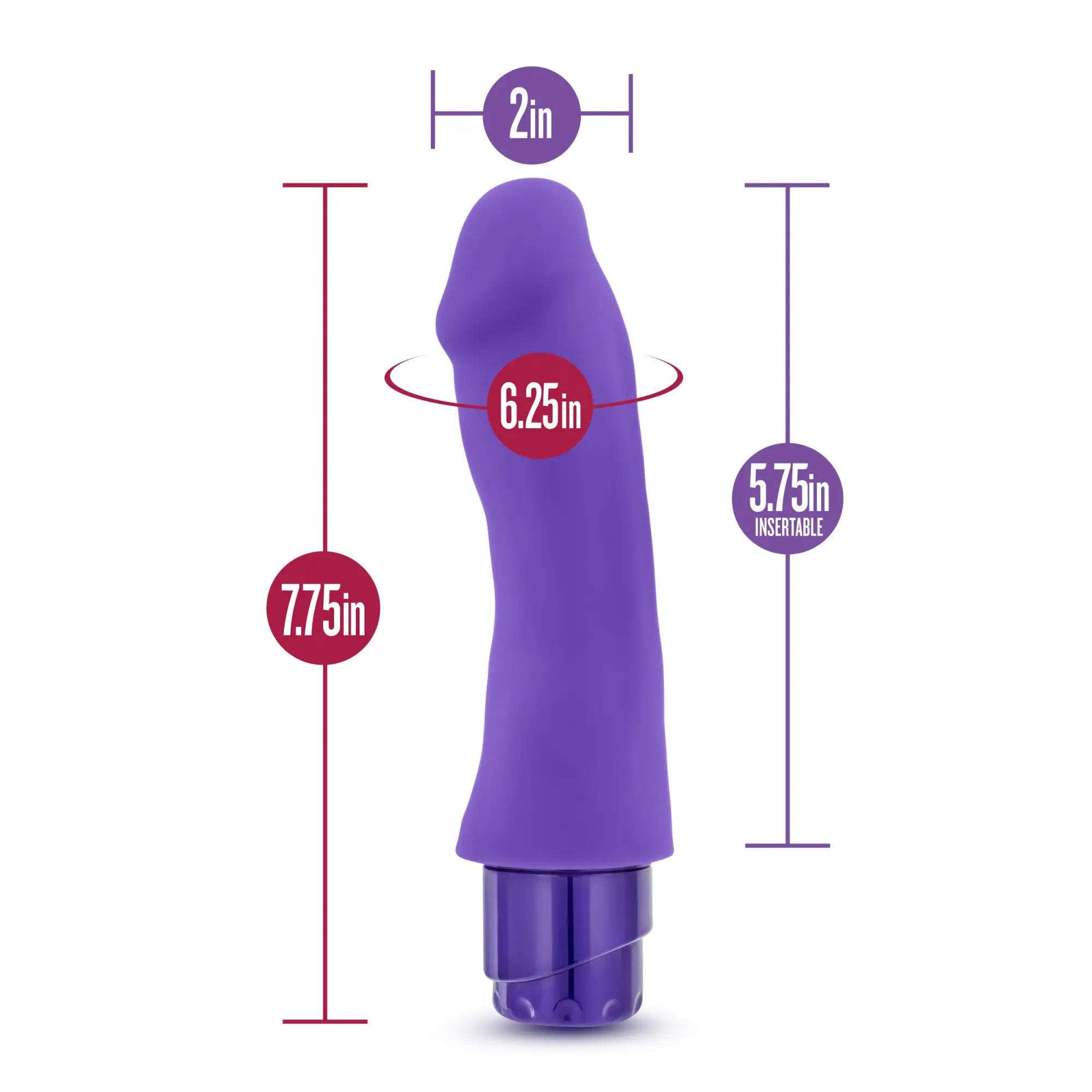 Purple luxe luxe marco silicone vibratory toy with textured tapered design and cylindrical base