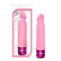 Pink silicone vibrato with a purple metallic base from lux branded purity in the luxe luxe purity pink product line