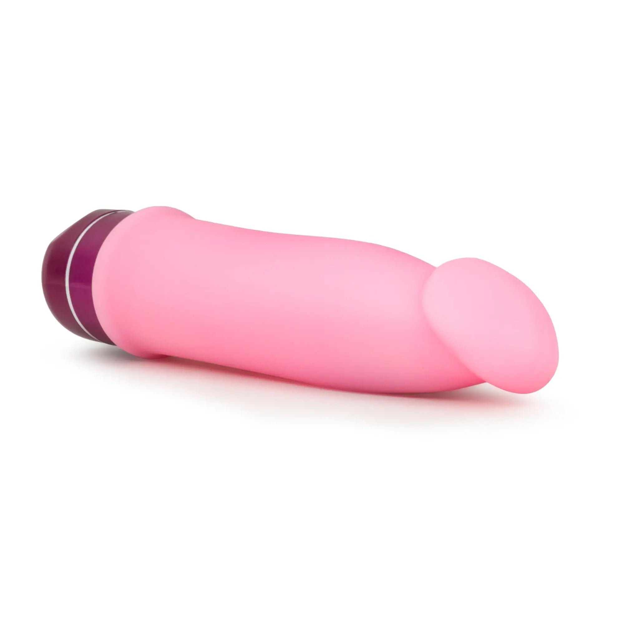 Luxe luxe purity pink pink silicone vibratory toy with purple capped end designed for personal pleasure use