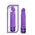 Luxe Luxe Purity purple silicone vibrato toy with a silver metallic band at the base branded as Luxe Purity