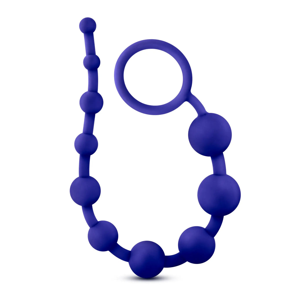 Luxe luxe silicone 10 beads indigo purple silicone bead train with looped handle for sensory play and teething