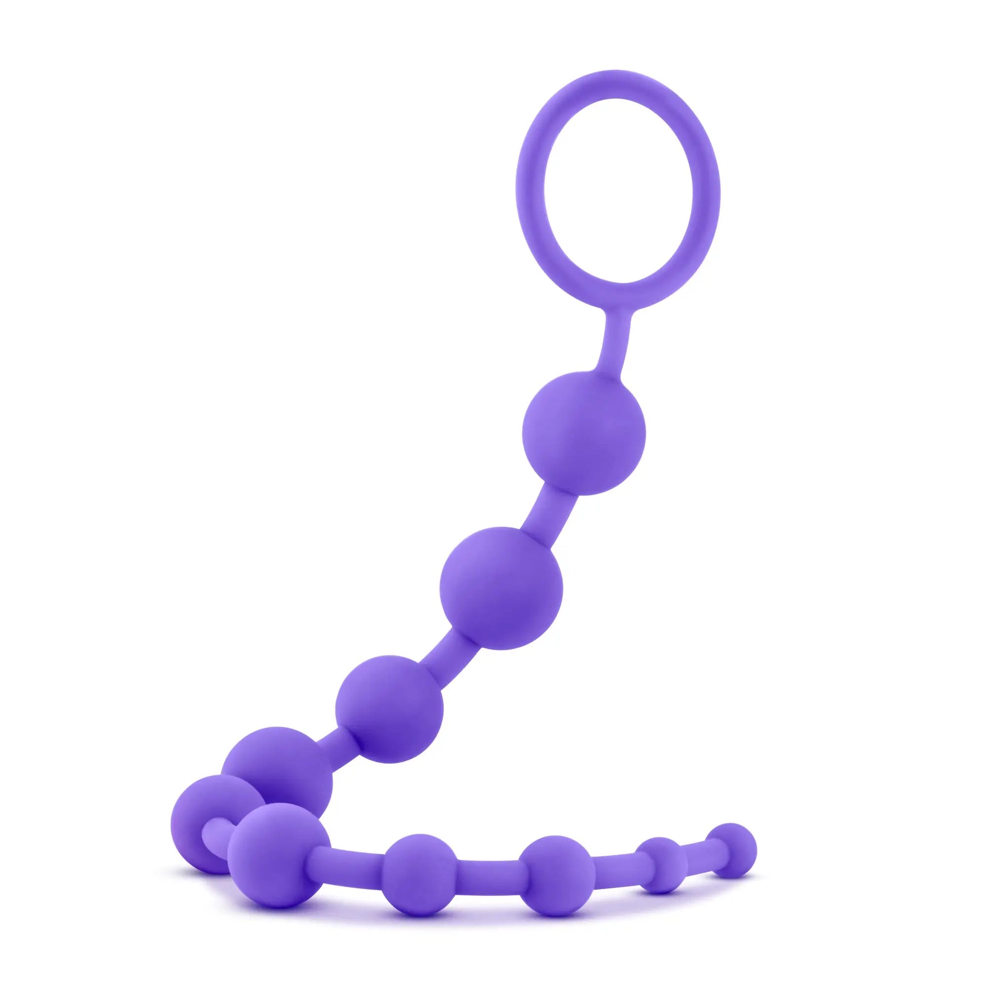 Luxe Luxe silicone 10 beads purple anal beads with looped handle for easy retrieval and comfortable use