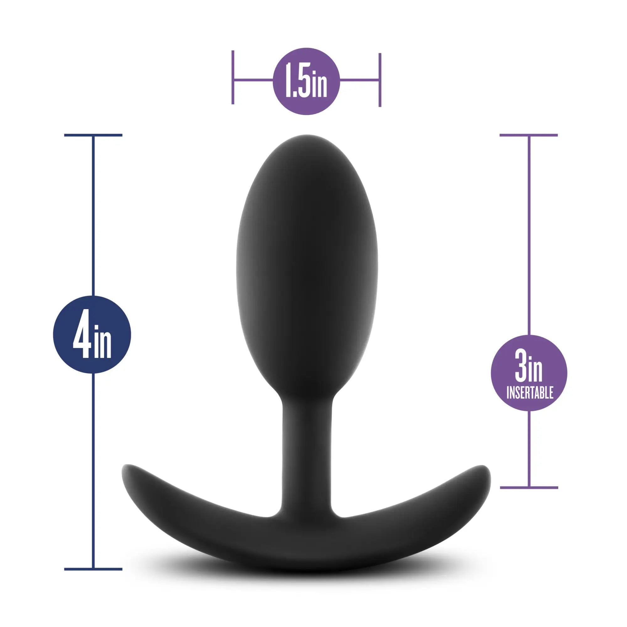 Black silicone anal plug luxe luxe wearable vibra slim plug medium with curved base and 4 inch length