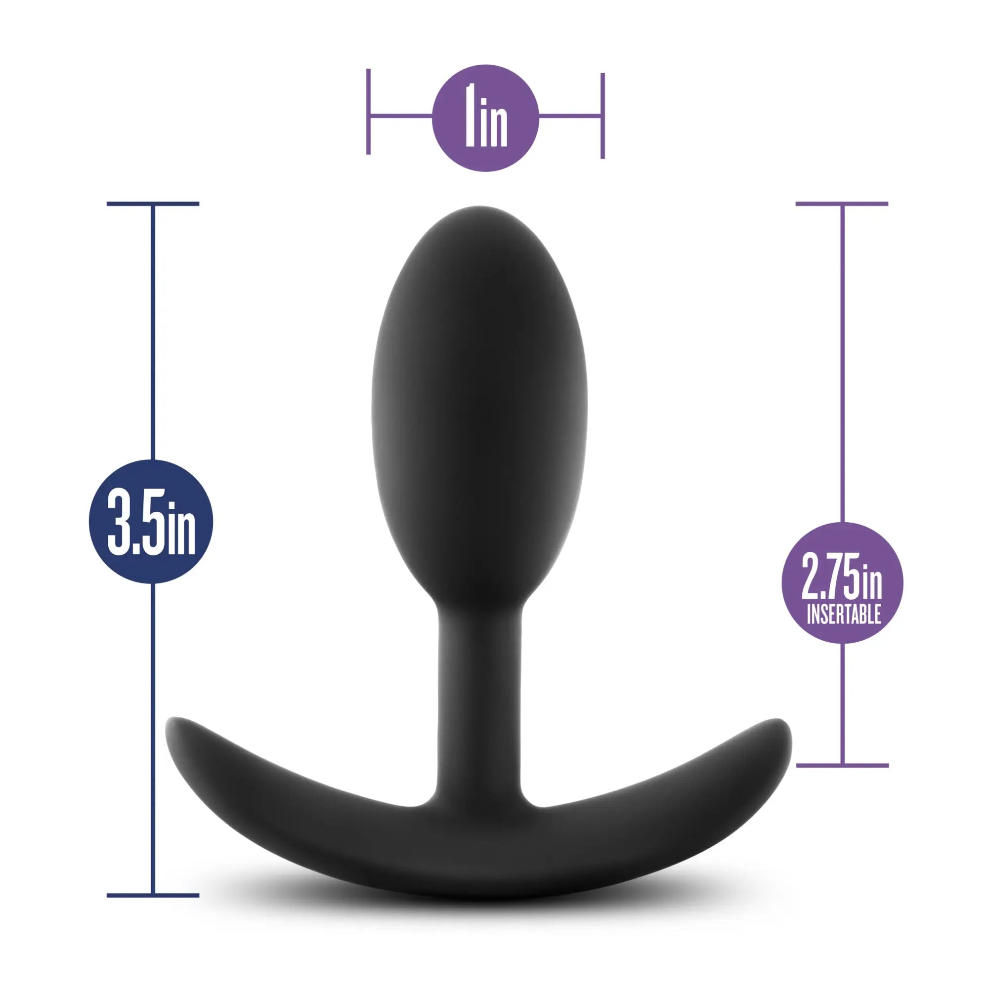 Luxe luxe wearable vibra slim plug small black made of black silicone with a curved base and smooth rounded head