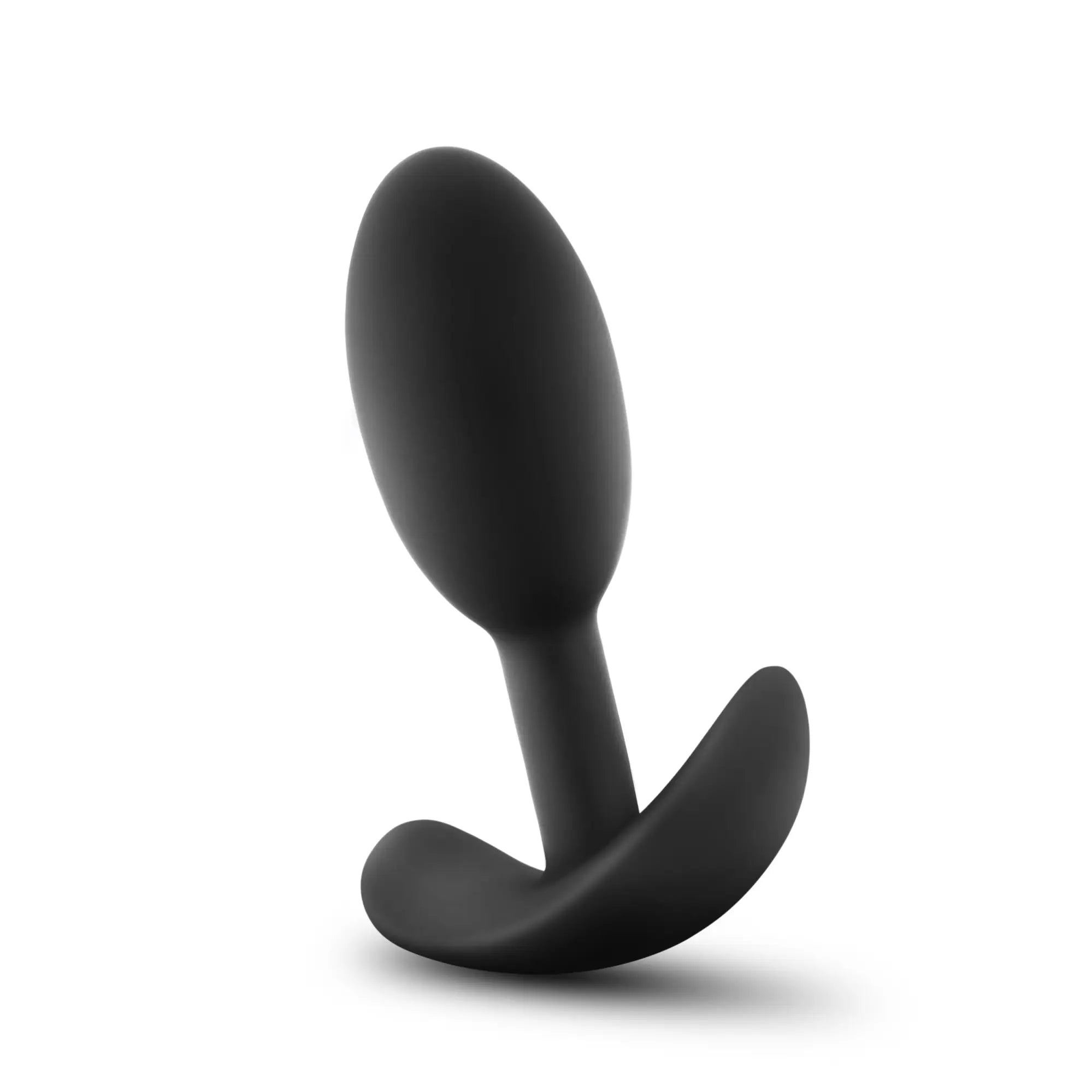 Black silicone anal plug luxe luxe wearable vibra slim plug small with smooth rounded head and ergonomic curved base