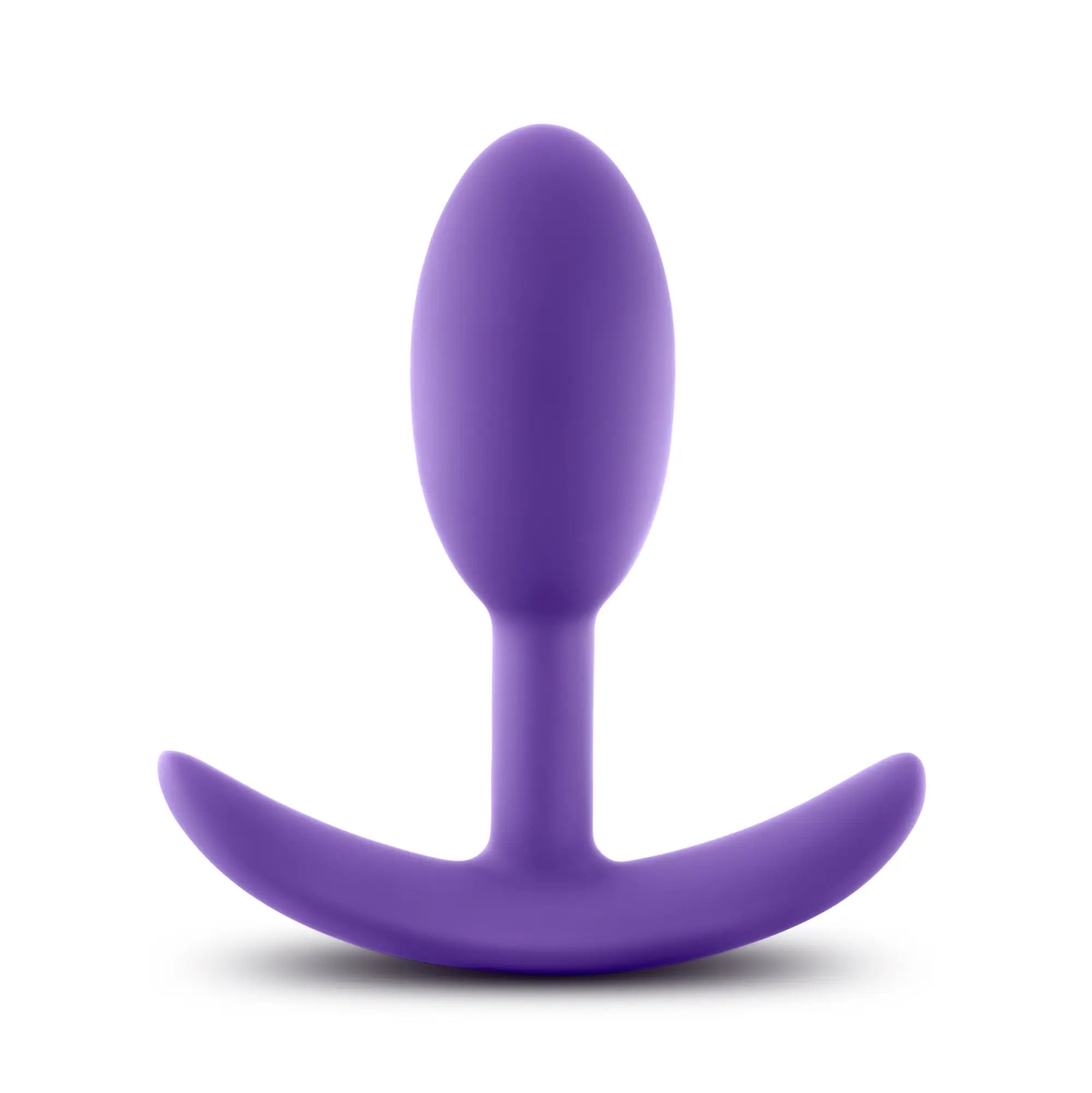 Purple silicone luxe wearable vibra slim plug small with curved stable base for comfortable secure use