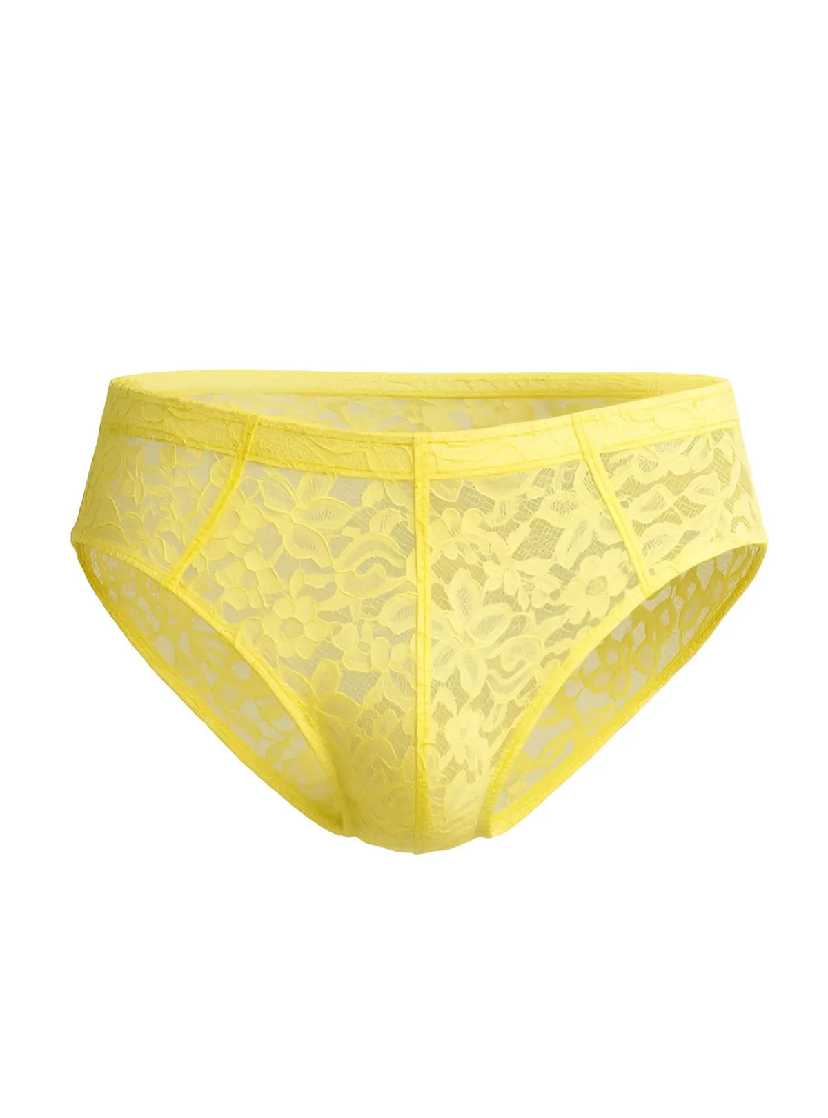 Luxury lace brief yellow lace briefs with delicate floral pattern and elastic waistband for comfortable wear