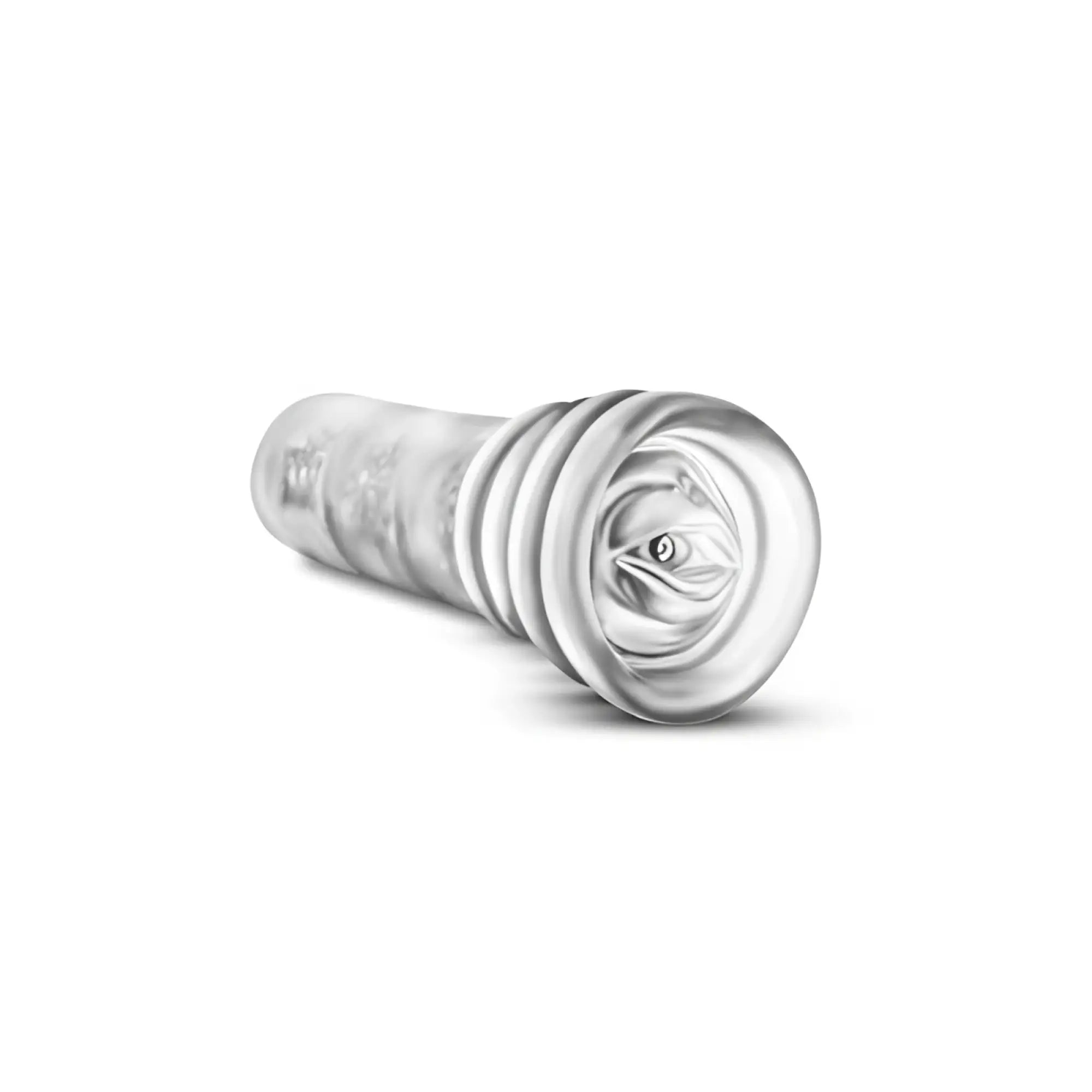 Clear glass mouthpiece for M for Men all in clear with textured ribbed design and intricate swirling end pattern