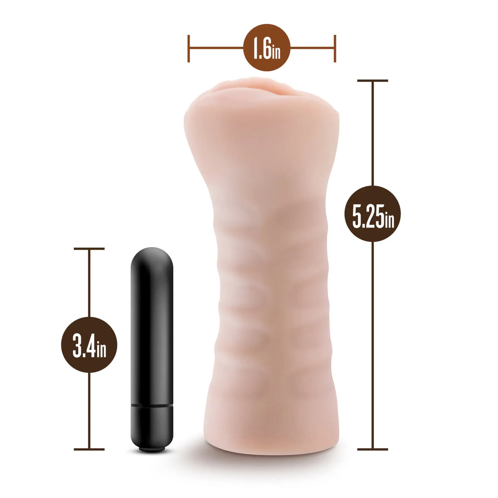 Pink silicone textured adult toy with black remote control from M for Men Ashley Vanilla collection