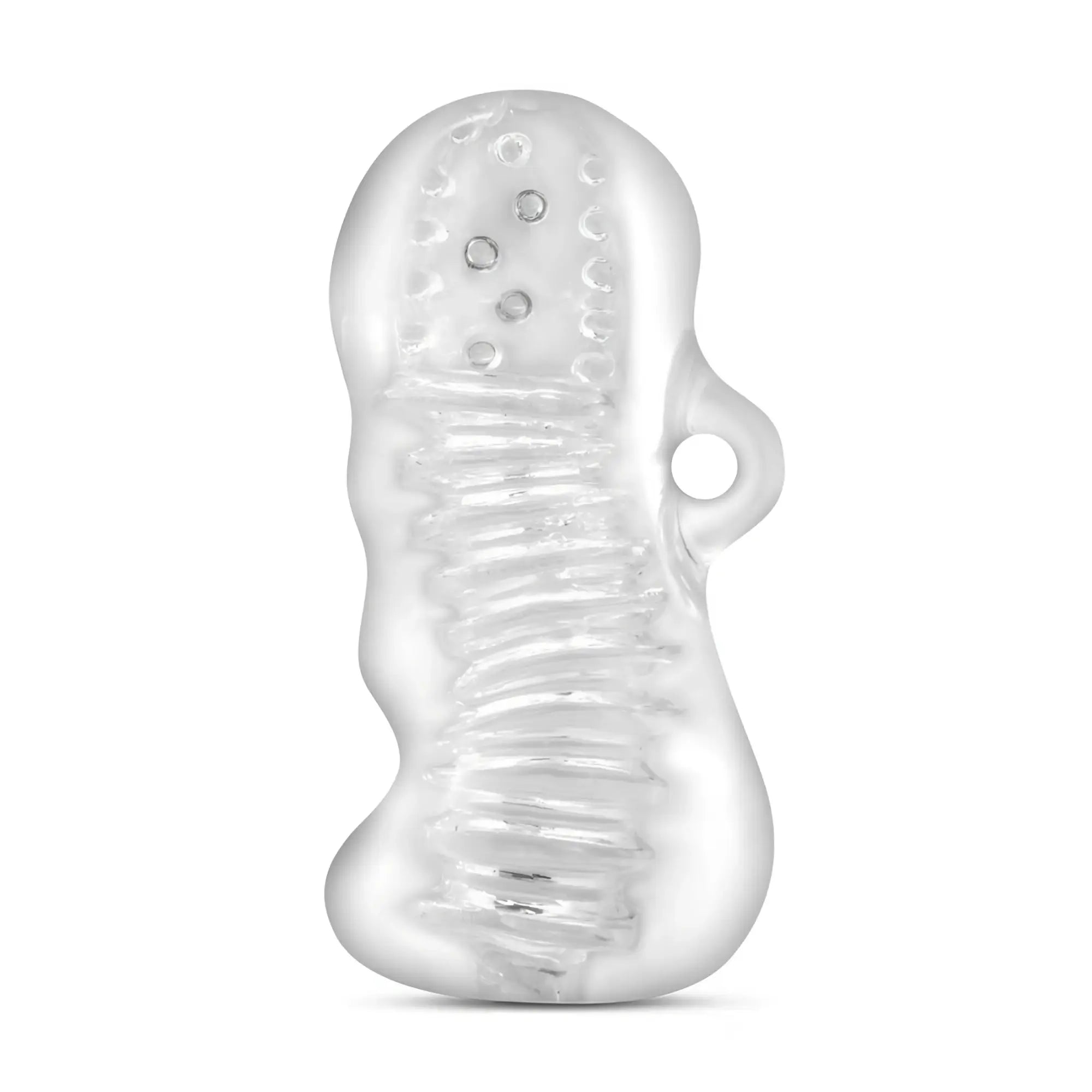 Clear glass shoe-shaped charm with textured sole and circular holes from m for men hand tool clear collection