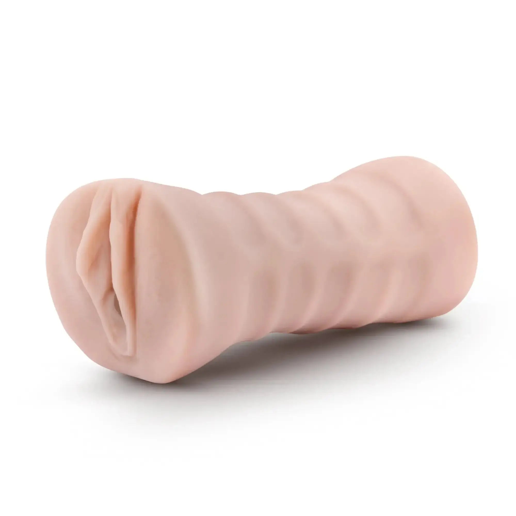 Pink silicone anal plug with textured ridges and tapered realistic design from m for men rain vanilla collection