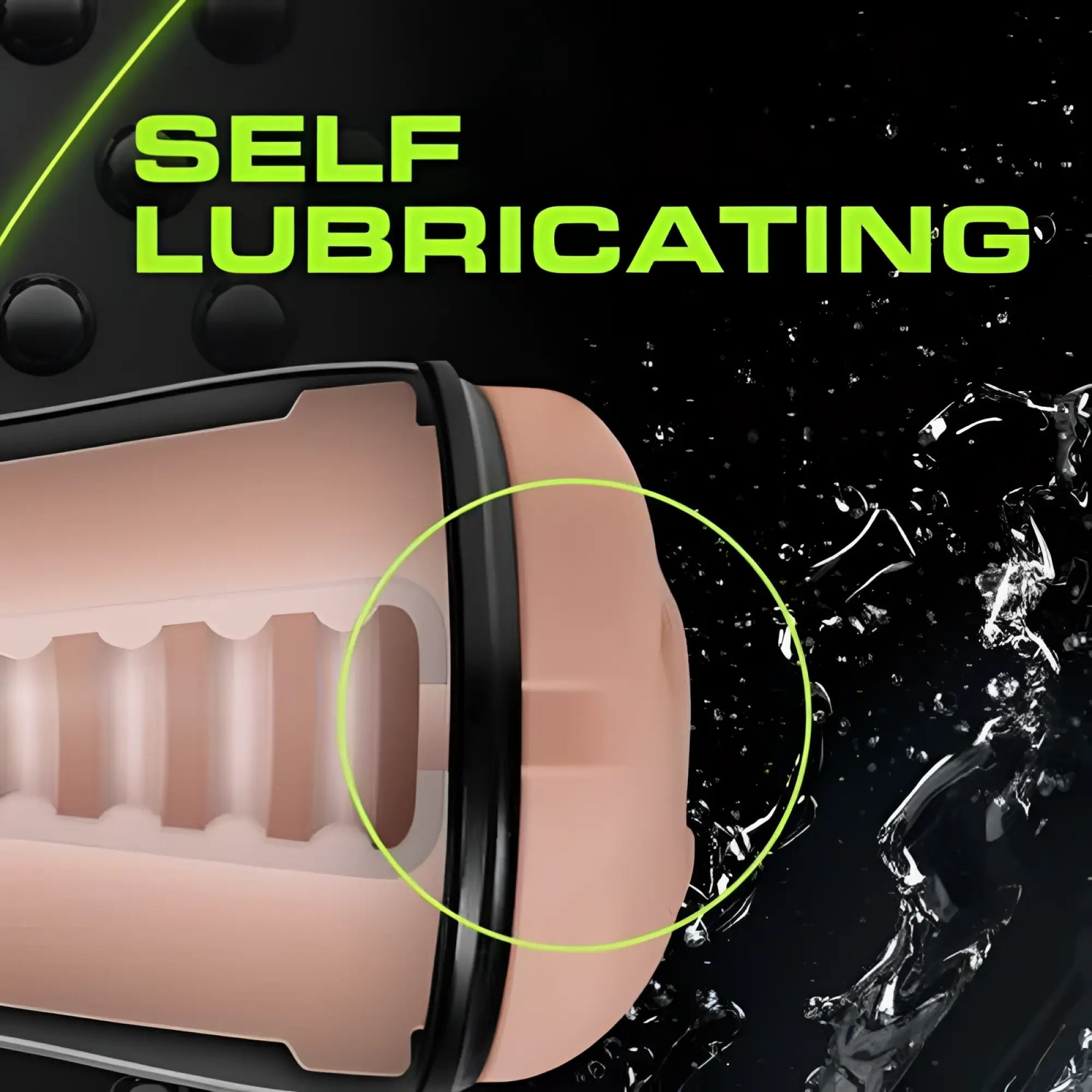 Pink m for men soft and wet stroker cup made of self-lubricating silicone with a black rubber seal
