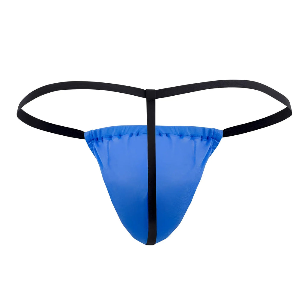 Blue and black magic silk 2706 silk g-string with smooth satin fabric and elastic straps in cobalt color