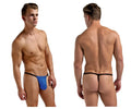 Magic silk 2706 silk g-string in cobalt with a solid blue front panel and thin black elastic waistband