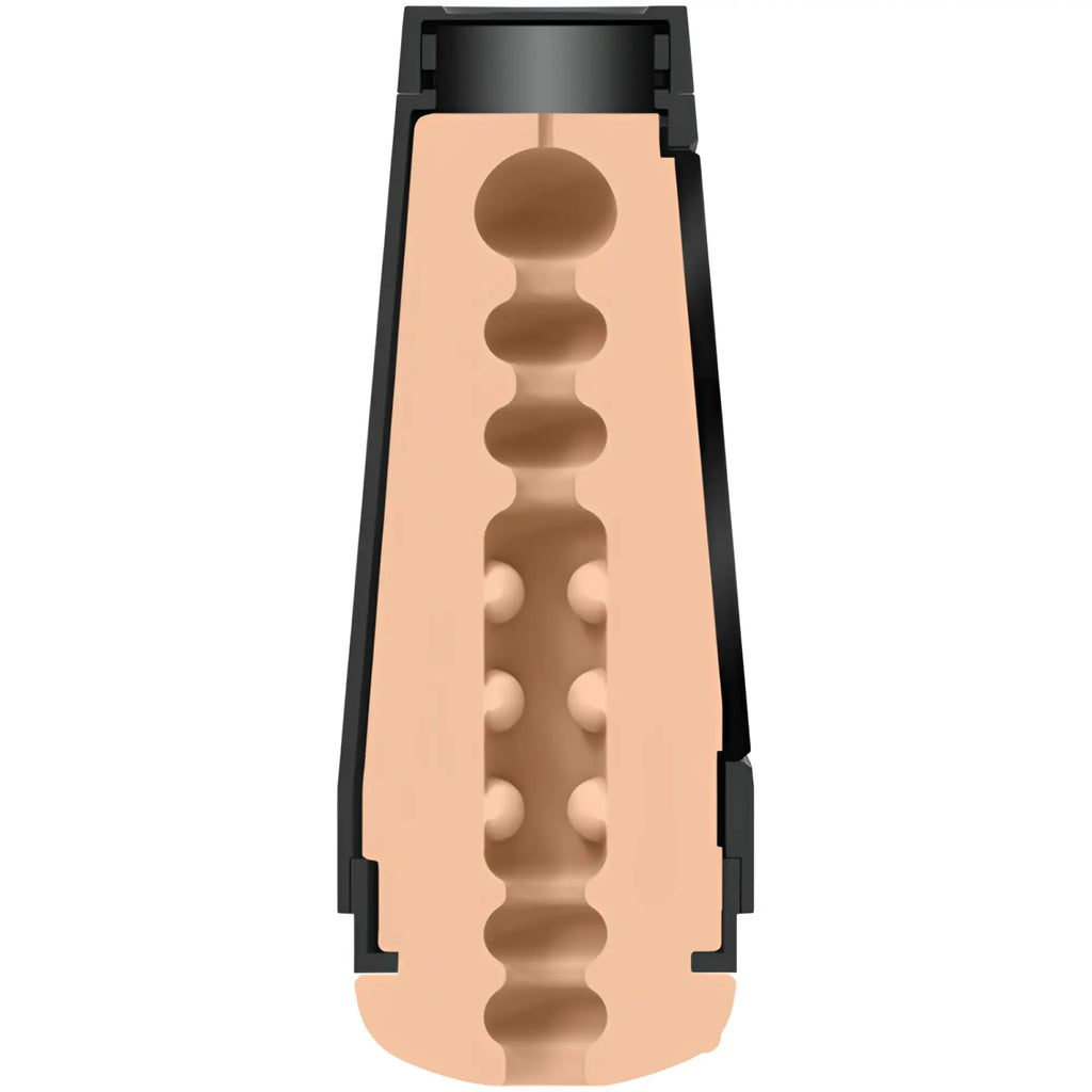Main squeeze ariana marie ultraskyn stroker pussy vanilla beige silicone insert with black frame and textured beads