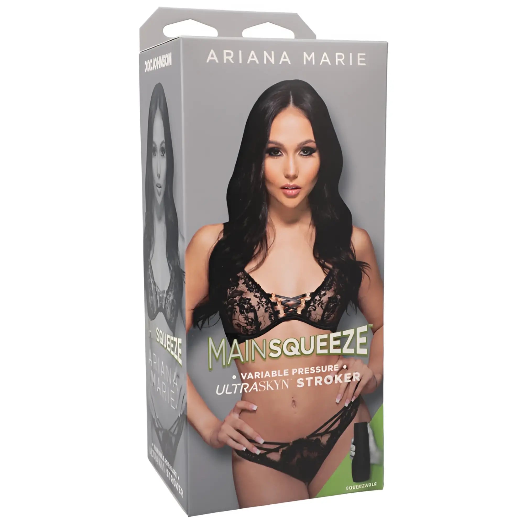 Main squeeze Ariana Marie ultraskyn stroker pussy in black lace design with variable pressure texture for realistic use