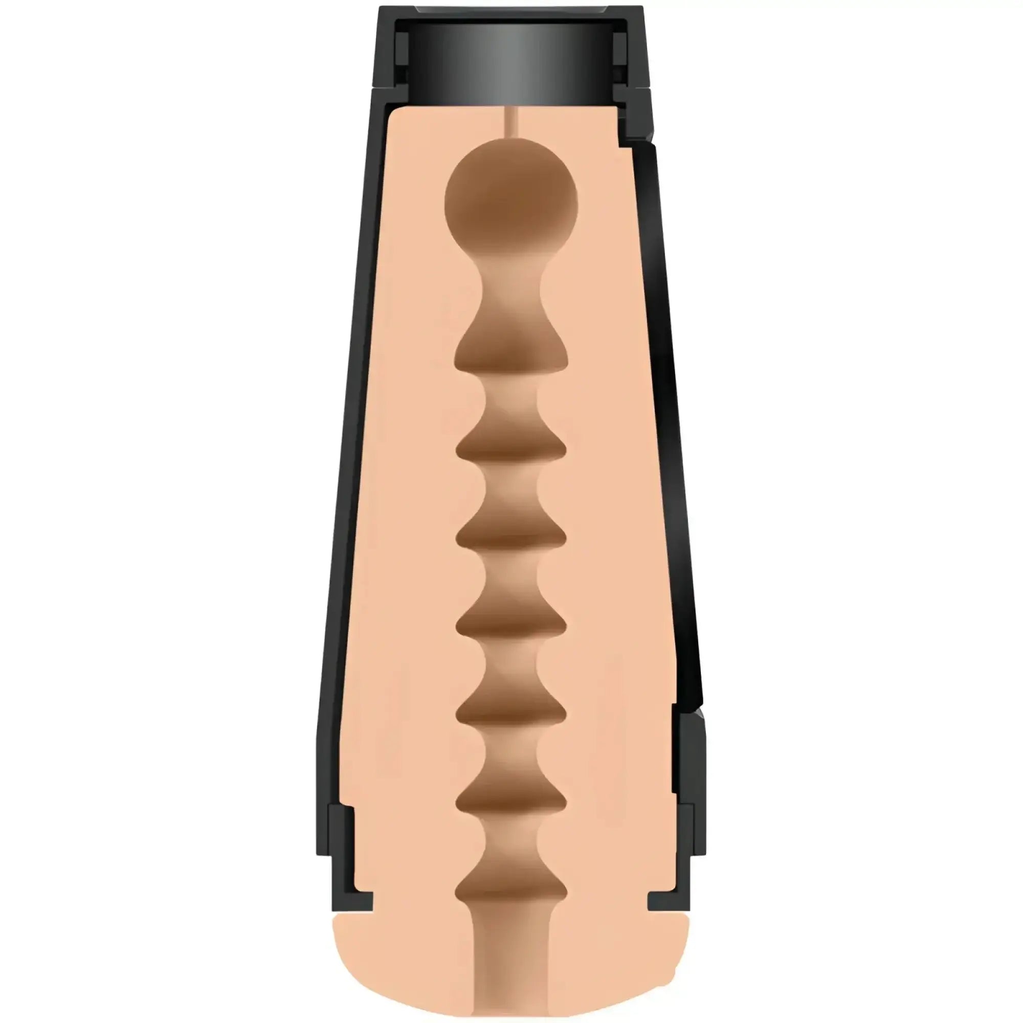 Main squeeze endurance trainer ultraskyn stroker vanilla with black plastic casing and peach textured silicone insert