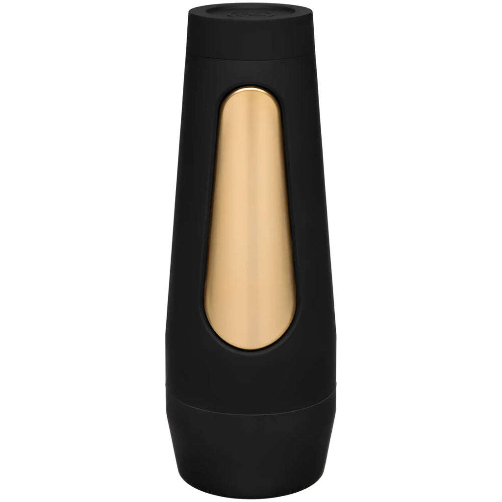 Black and gold insulated water bottle with sleek modern design for main squeeze endurance trainer ultraskyn stroker vanilla