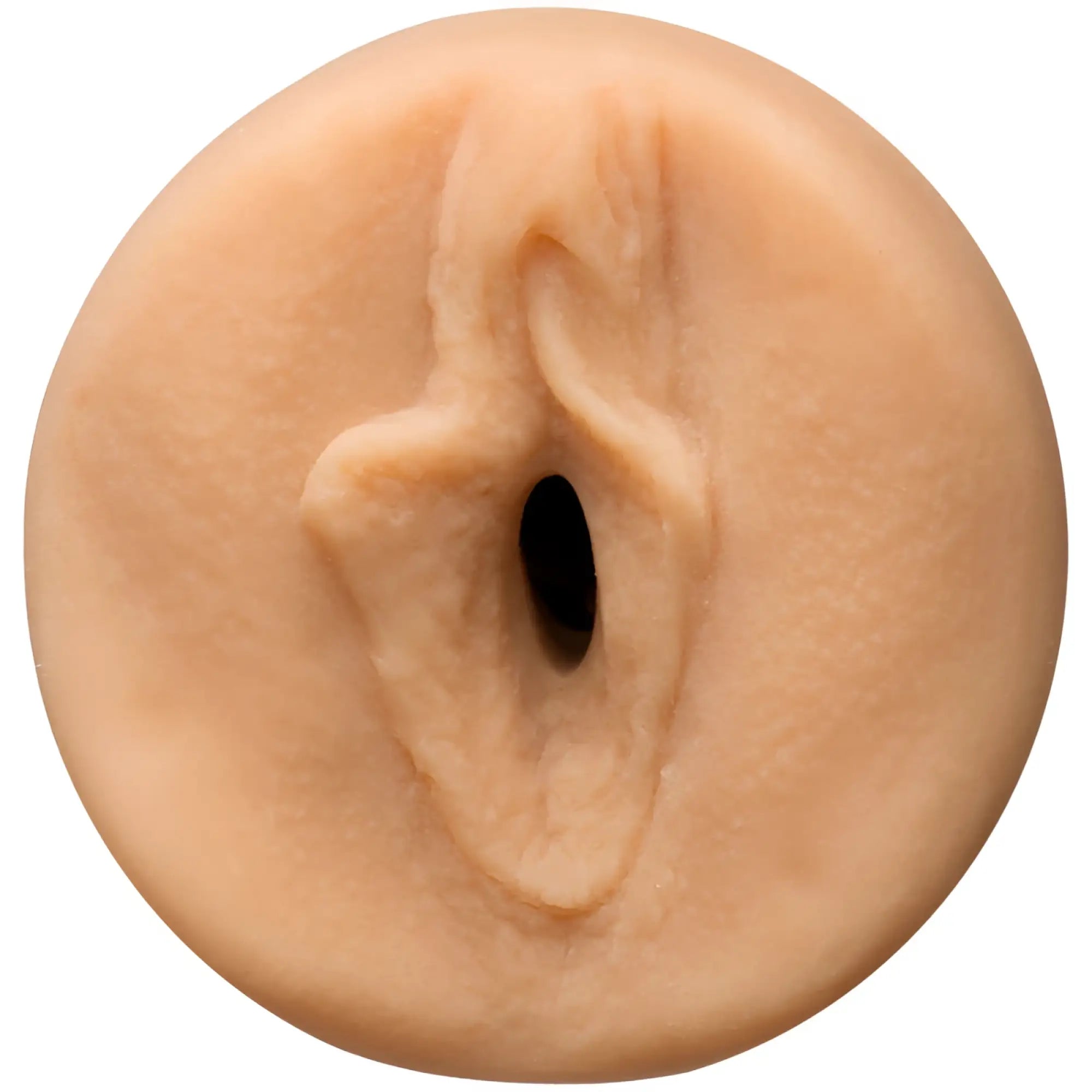 Beige silicone anal plug main squeeze Mia Malkova pussy vanilla with realistic textured surface and central opening