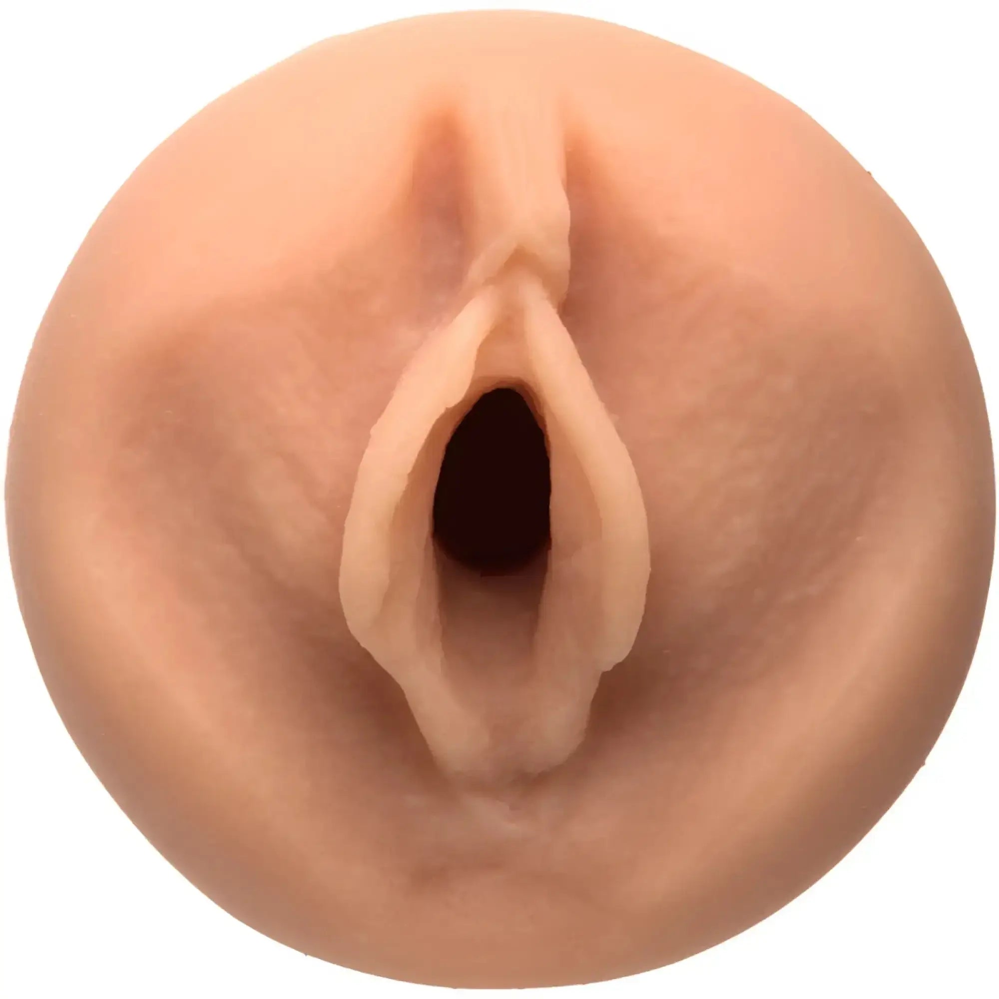 Beige silicone anal plug main squeeze sasha grey pussy with realistic contours and central opening
