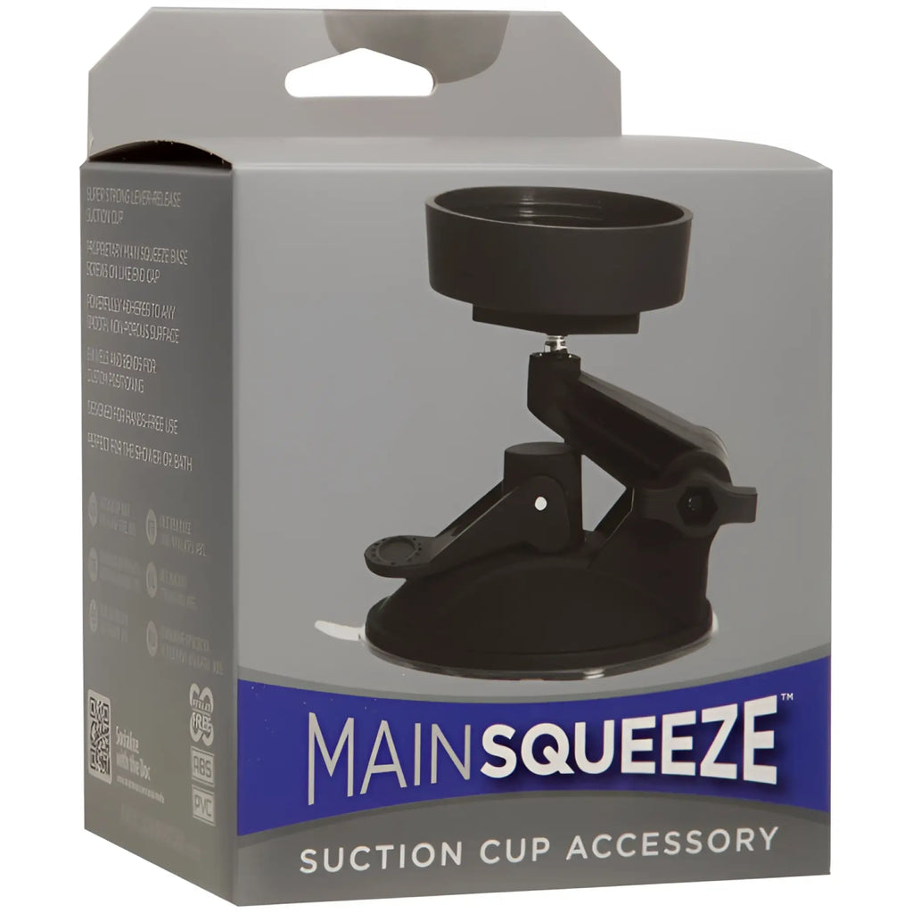 Main squeeze black plastic suction cup accessory with clip and adjustable arm for versatile mounting use