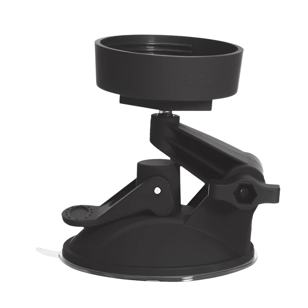 Black plastic main squeeze suction cup accessory with adjustable arm and clamp mechanism for versatile mounting